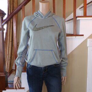 NIKE Therma-Fit Women's Gray Hoodie with Blue Trim Size: Medium
